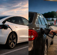 Electric vehicle waiting at a charging station